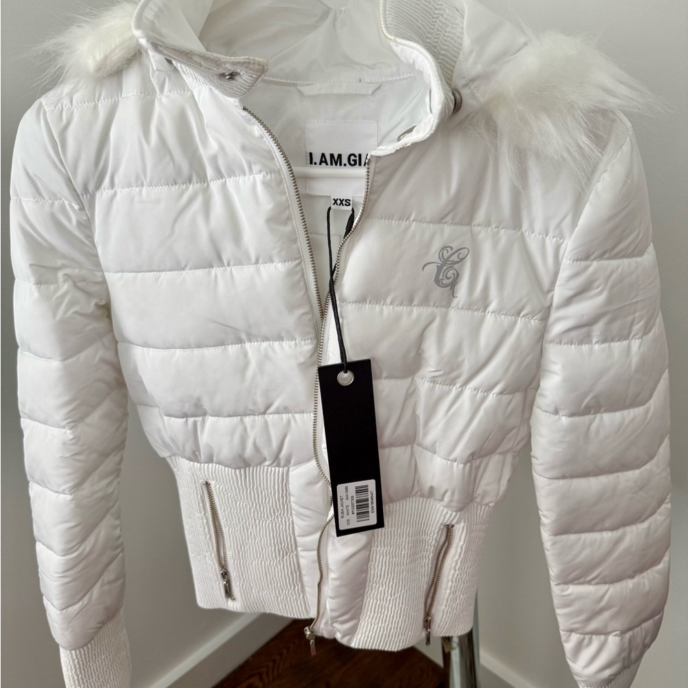 I.AM.GIA Rubia White Puffer Jacket with Quilted Design